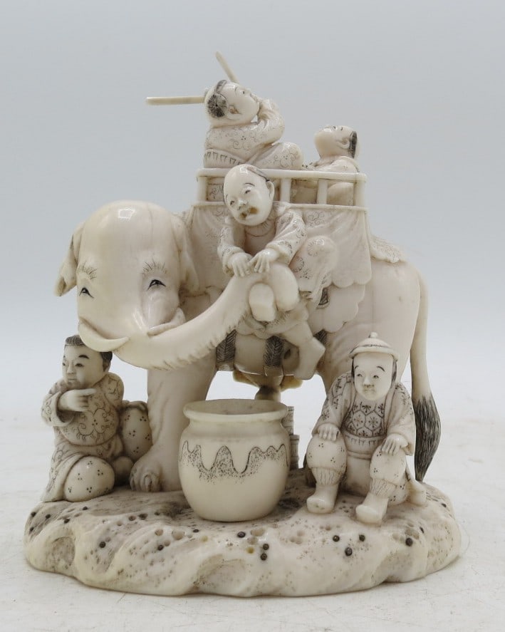 Magnificent Hand Carved Sculpture of Elephant & People 4" x 4" x 4": We have an in-house shipping department to ensure your post-purchase processing is as easy as possible. We encourage you to call us 561-2129413 or contact carstensgalleries@yahoo.com if you have any f