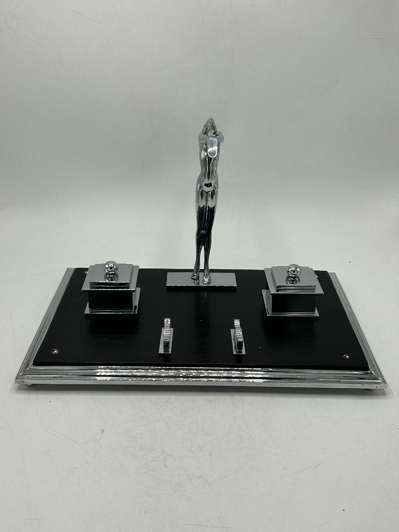 Art Deco Silverplated Writing Desk H: 13" W: 11" D: 9": Shipping in - House available