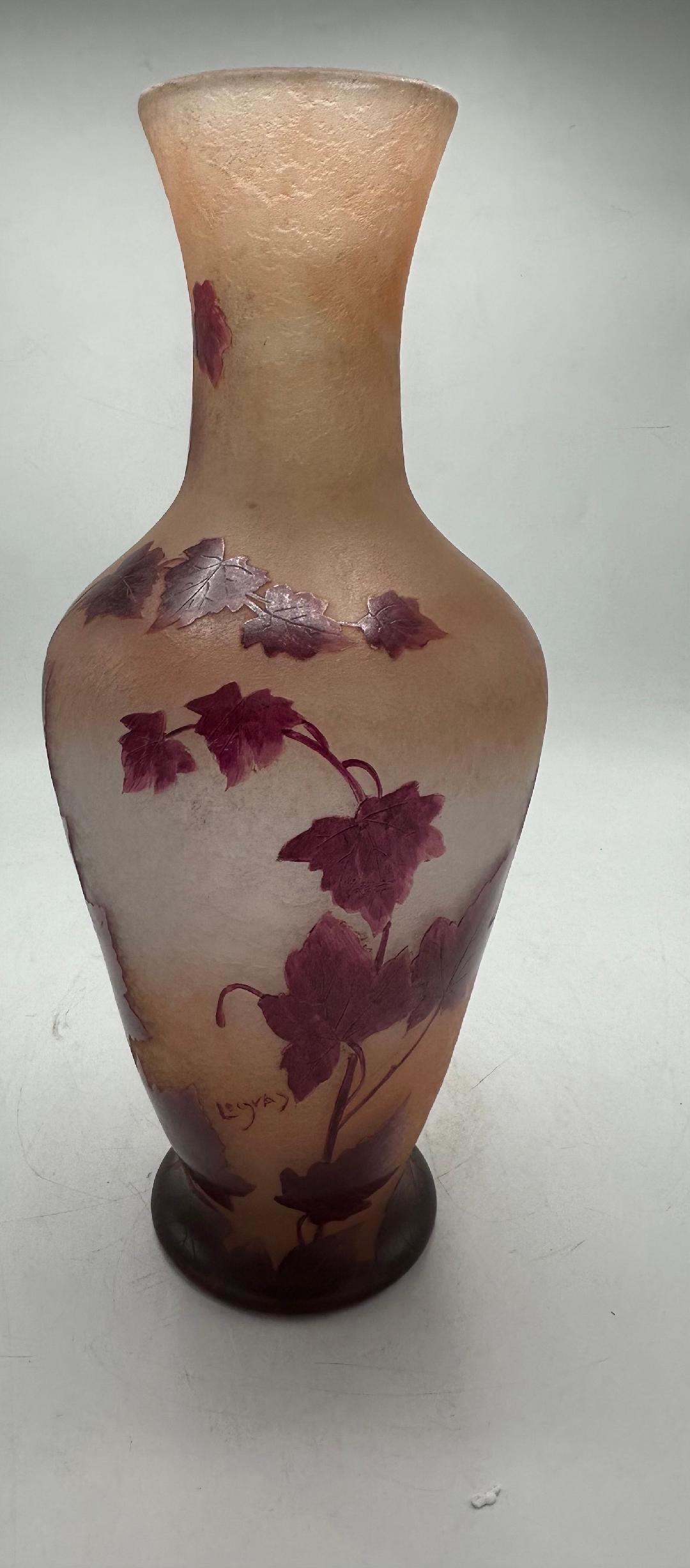Legras Cameo Glass Art Nouveau Large Vase H: 17.3" Diam: 6.3" France: We have an in-house shipping department to ensure your post-purchase processing is as easy as possible. We encourage you to call us 561-2129413 or contact carstensgalleries@yahoo.com if you have any f