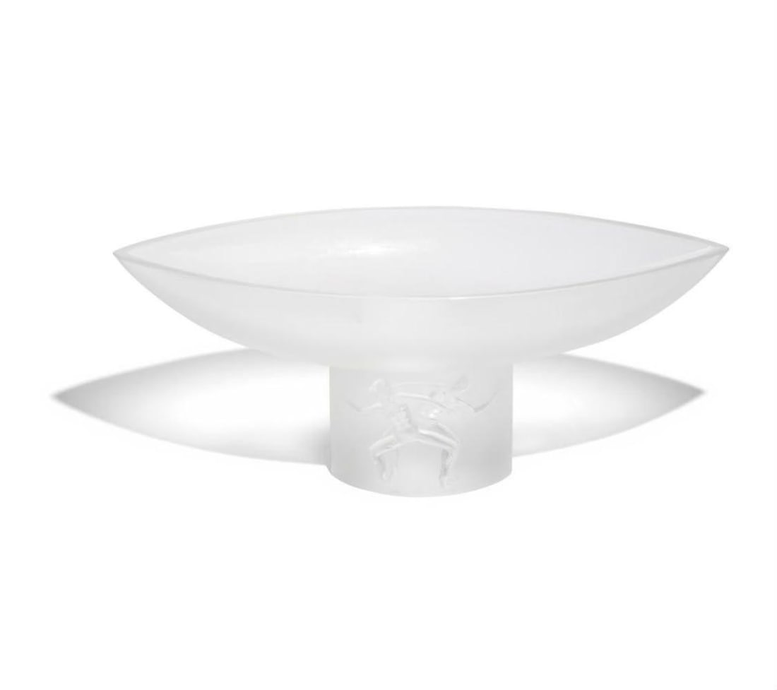 Rene Lalique Memphis Centerpiece Bowl Frosted Glass H: 7" W: 17" D: 7" (1 of 5)
