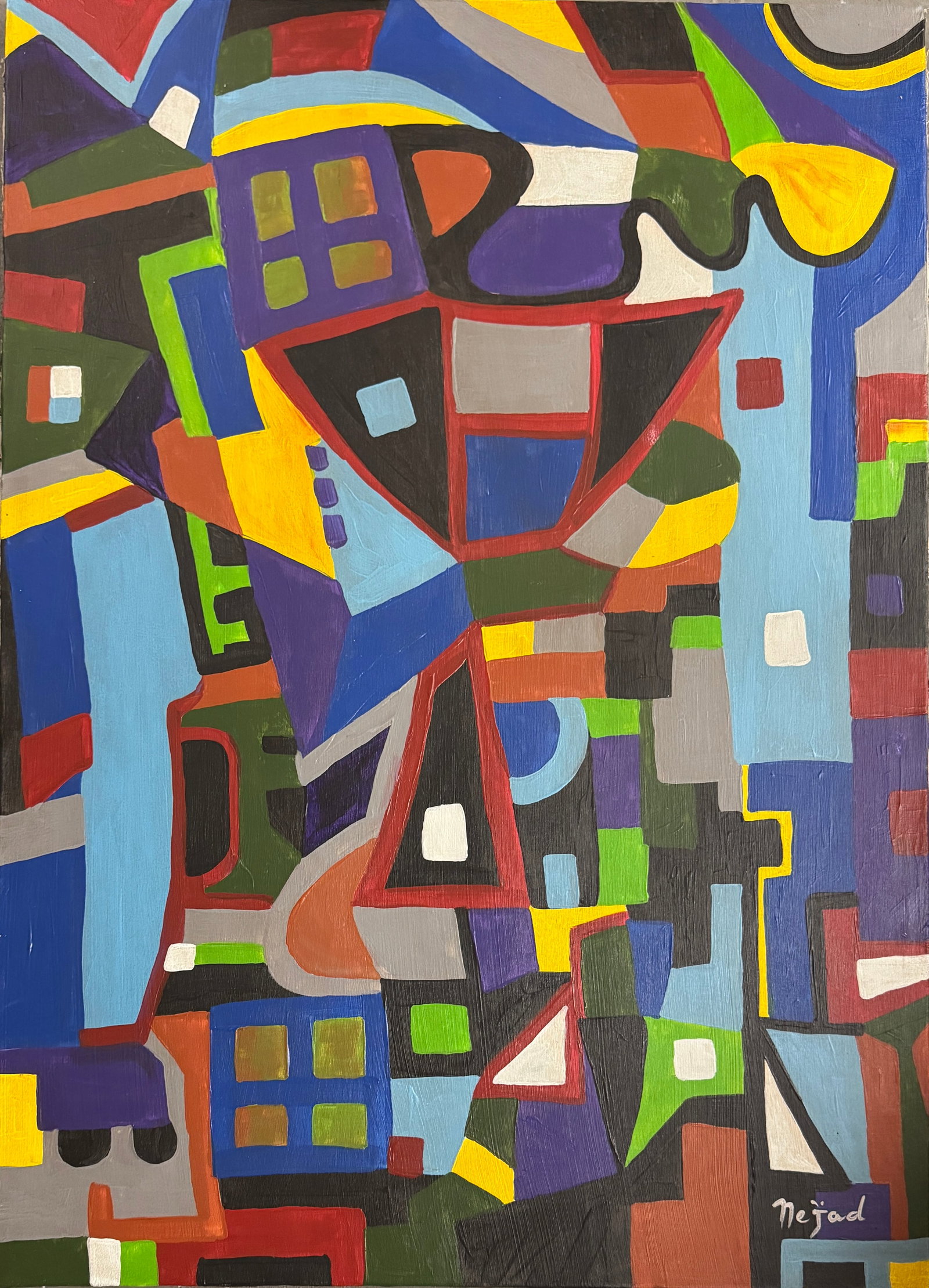 Nejad Melih Devrim (Attributed) Large Oil on Canvas Art: 36" x 26" (1 of 3)