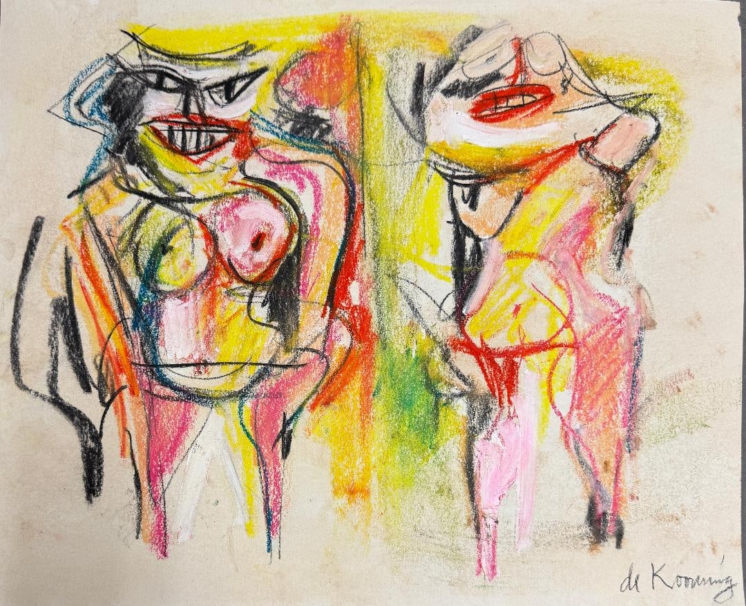 Willem de Kooning (Attributed) Mixed Media on Paper Art: 13.5" x 16.5" (1 of 2)