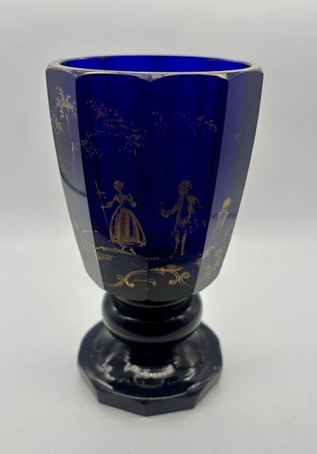 Cobalt Blue Crystal Vase Biedermeier Period Austria 1840s H: 6": Shipping in - House available