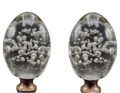 Murano Art Glass Pair of Staircase Terminals H: 9" Diam: 5" Italy (1970s): We have an in-house shipping department to ensure your post-purchase processing is as easy as possible. We encourage you to call us 561-2129413 or contact carstensgalleries@yahoo.com if you have any f