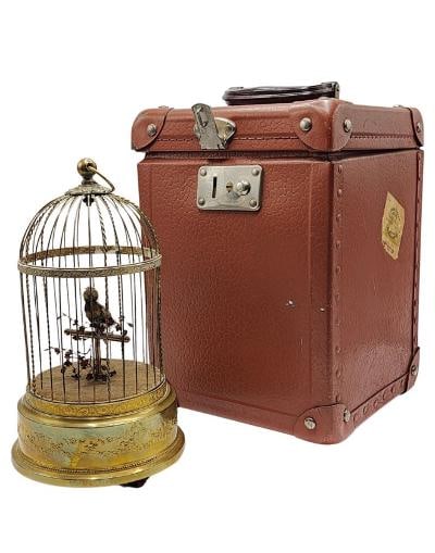 Bronze Musical Bird Cage H: 12" Diam: 6" with Original Leather Box: We have an in-house shipping department to ensure your post-purchase processing is as easy as possible. We encourage you to call us 561-2129413 or contact carstensgalleries@yahoo.com if you have any f