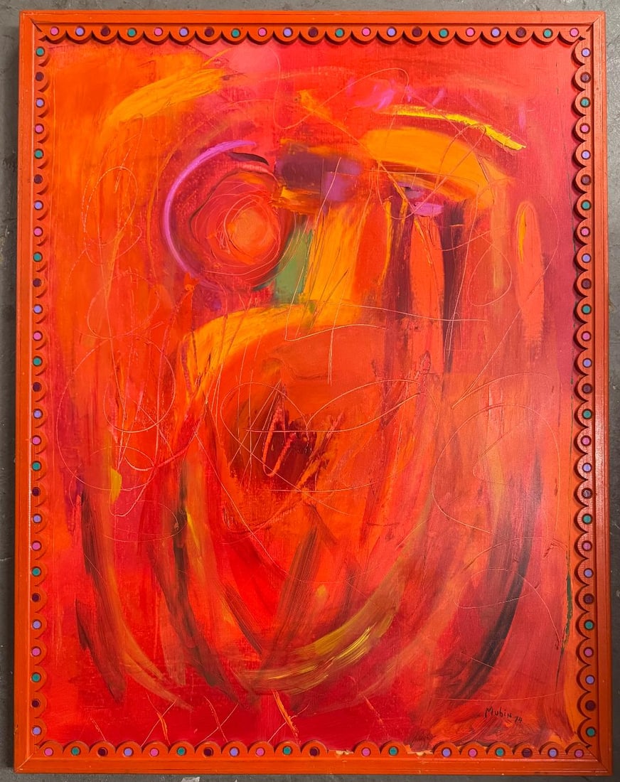 Orhon Mubin (Attributed) Oil on Canvas Art: 39" x 30" Fr: 41" x 32" (1 of 3)