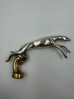 Car Mascot Silverplated Art Deco Bronze Greyhound 6" x 3"