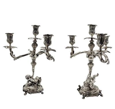 Christofle Magnificent Pair of Candelabras H: 16" W: 12" D: 12" France (1 of 3)