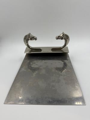 Hermes Paris Art Deco Silverplated Paper Holder w/ Horses 8" x 5" France (1 of 3)