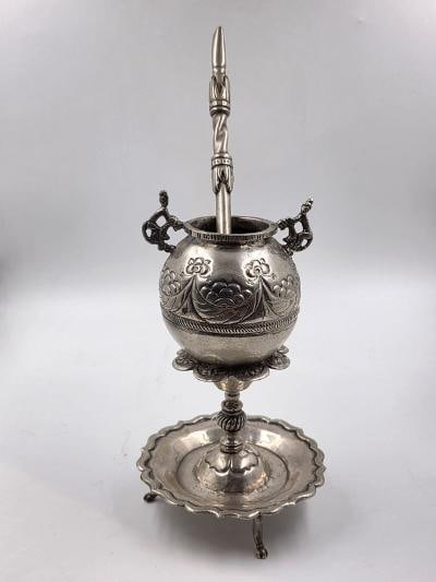 Sterling Silver Mate vase with Straw H: 7" Argentina Weight 372 Grms. (1 of 6)