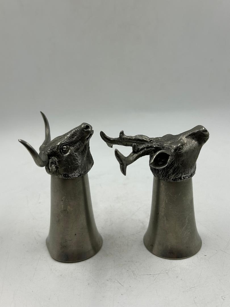 Gucci Pair of Art Deco Silverplated Cups w/ Animal Heads H: 3.5" Italy (1 of 4)