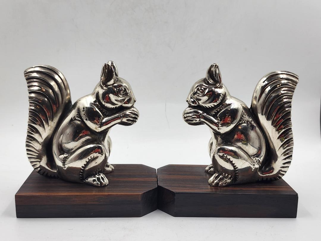 Pair of Art Deco Silverplated Bookends 4.5" x 3.7" x 2.9": Shipping In - House available -