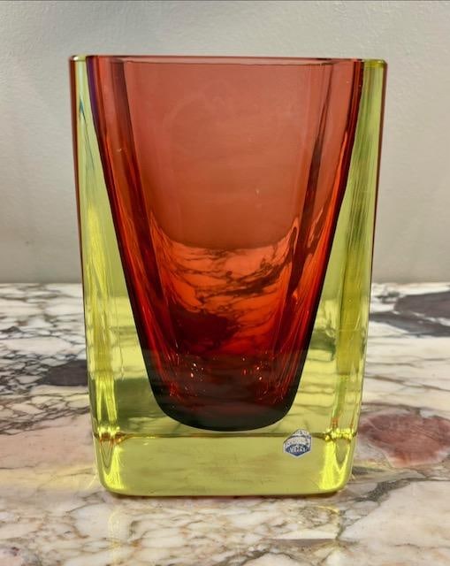 Flavio Pioli Sommerso Cenerese Art Deco Glass Vase H: 8.2" W: 5" D: 4": Shipping in - House available