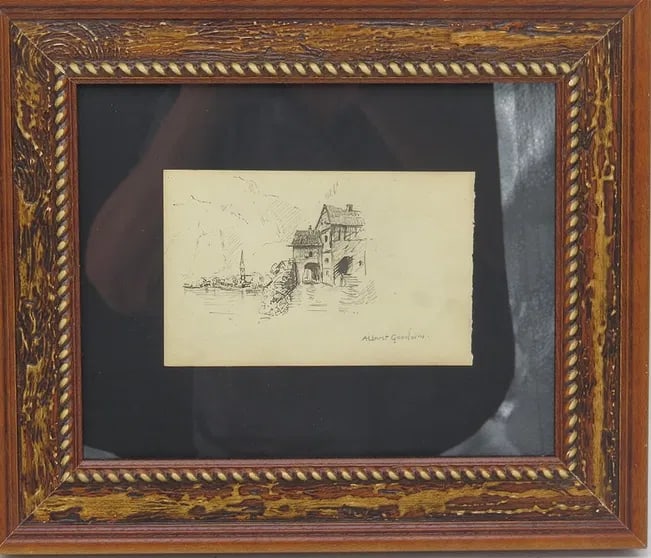 Albert Goodwin "Attributed" Ink on Paper Art: 6" x 4" Fr: 13" x 11" No COA (1 of 4)