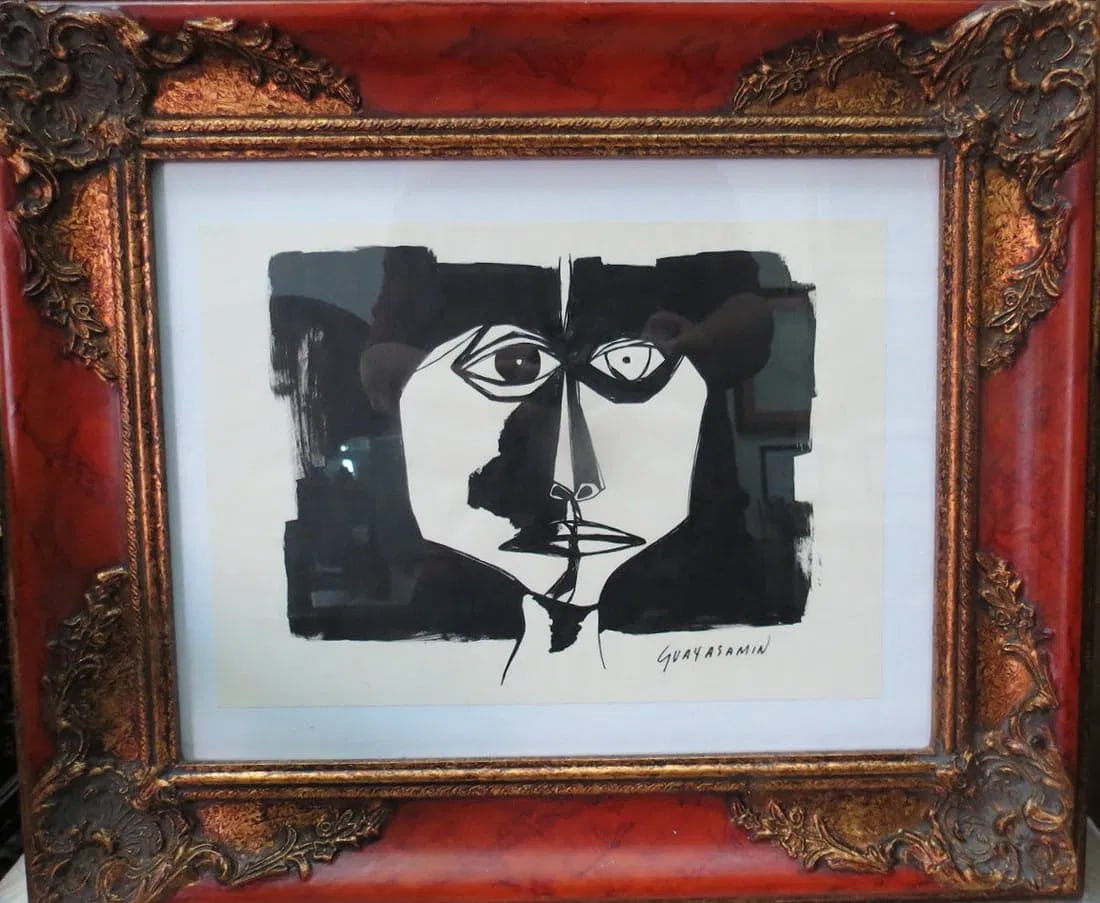 In the Manner of Oswaldo Guayasamin Ink on Paper 12" x 9" Fr: 19" x 17"