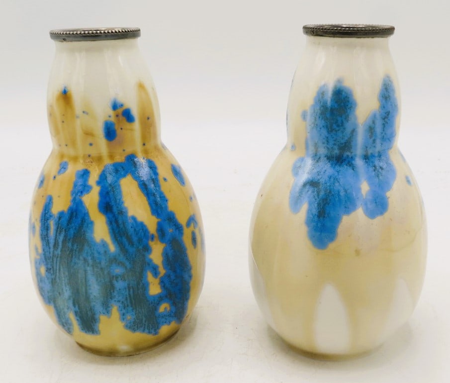 Pair of Enameled Porcelain European Vases H: 5.5" (1 of 7)