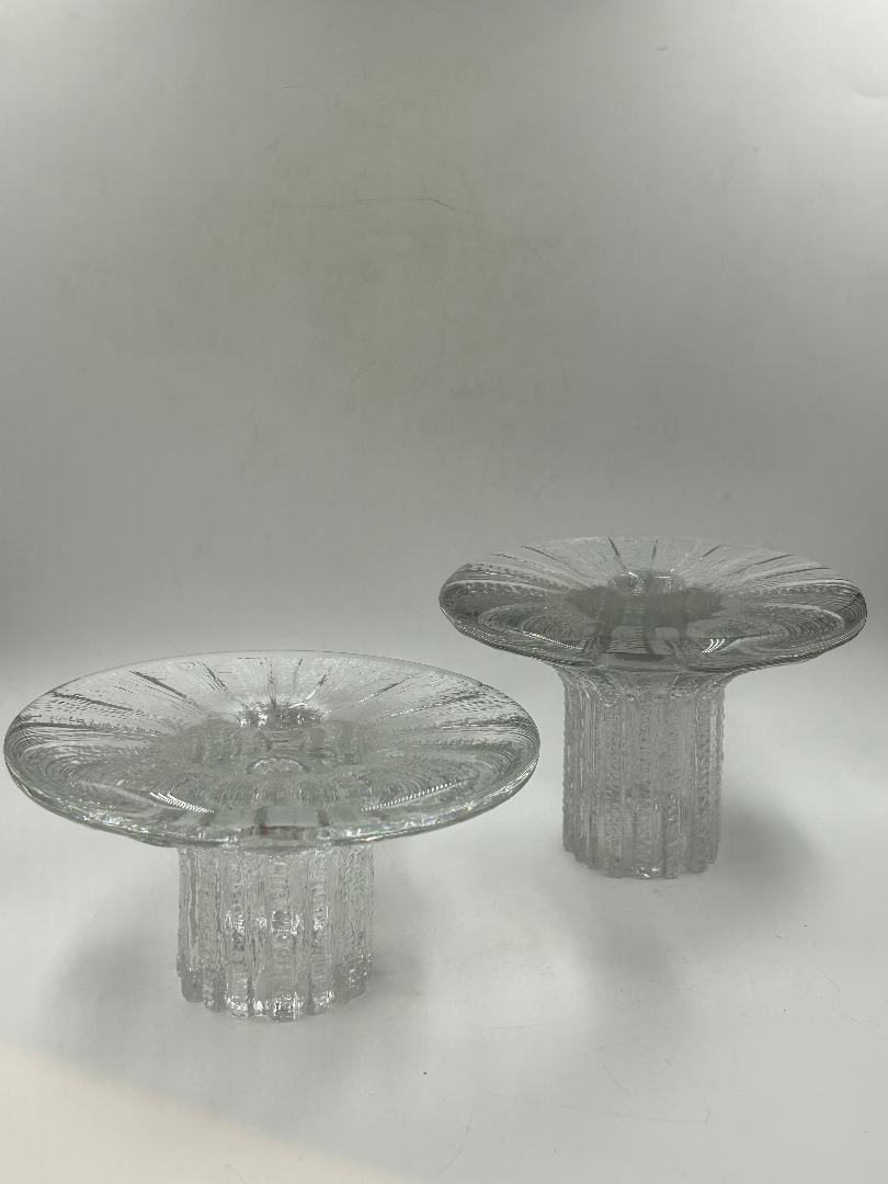 Two Crystal Candlesticks H: 2.5" Diam: 5.5" & H: 3.5" Diam: 5.2"
