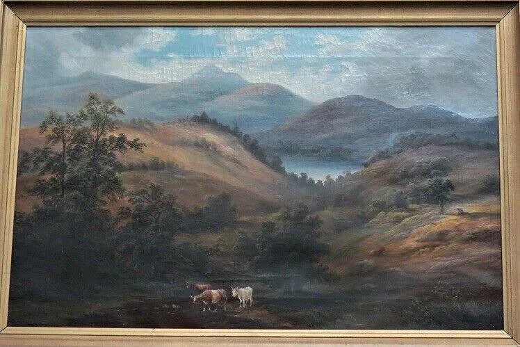Hudson River School Oil on Canvas Art: 32" x 25" Fr: 37" x 30"