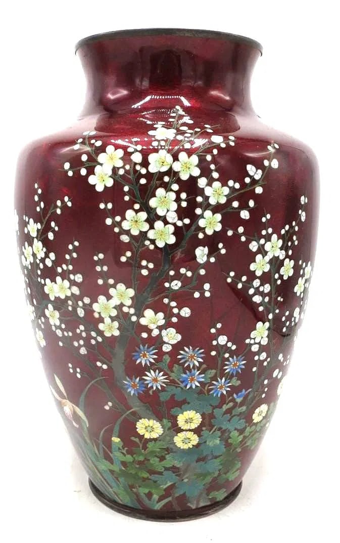 Sterling Silver & Enamel Japanese Vase H: 12" Excellent (1 of 6)