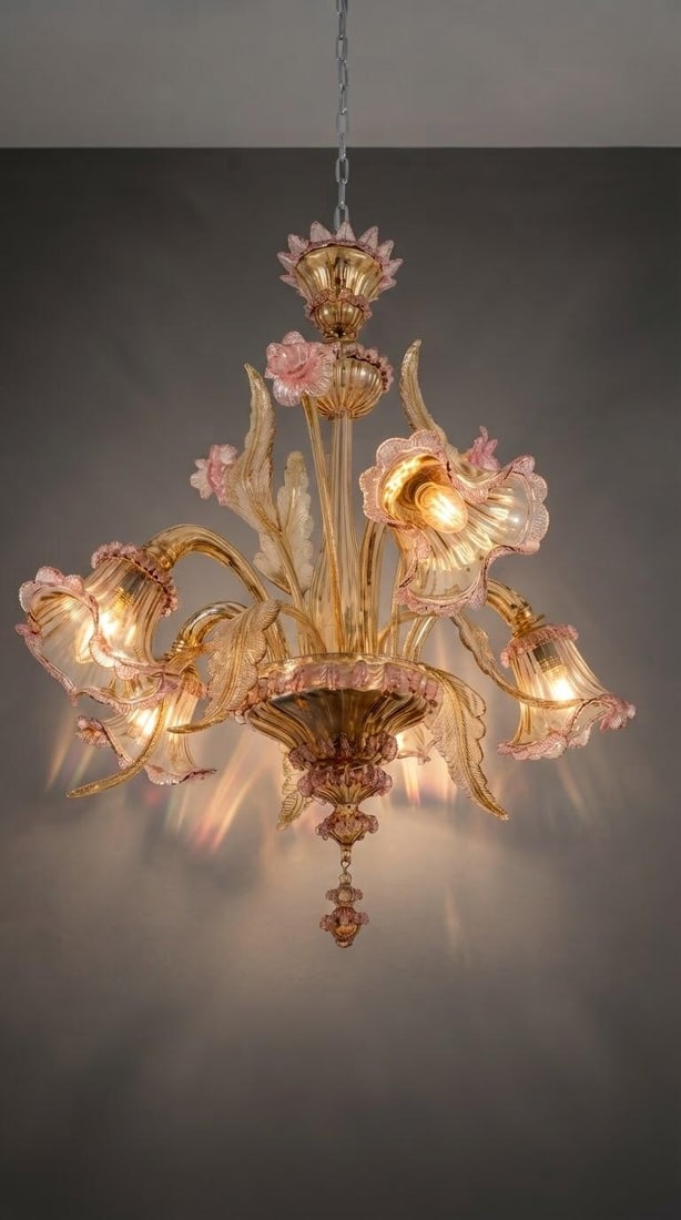 Murano Art Glass Magnificent Chandelier H: 30" Diam: 27" Italy (1 of 1)