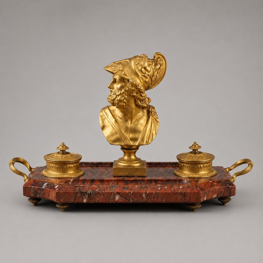 Grand Tour Dore Bronze & Red Marble Inkwell 14" x 12": We have an in-house shipping department to ensure your post-purchase processing is as easy as possible. We encourage you to call us 561-2129413 or contact carstensgalleries@yahoo.com if you have any f