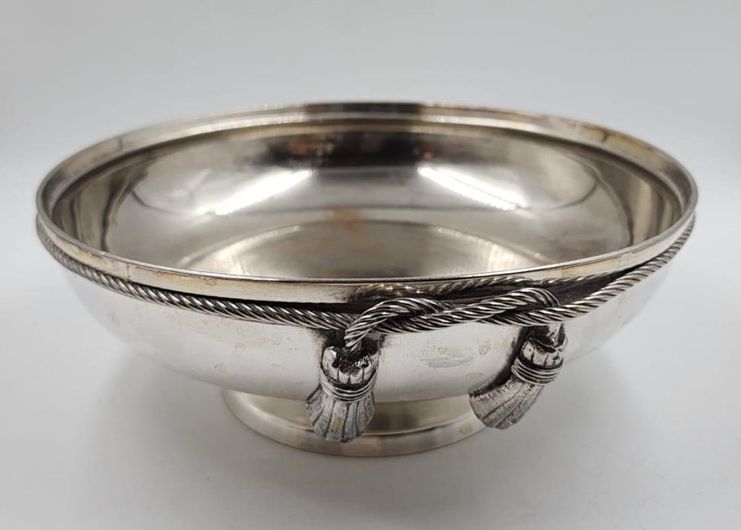 Maria Pergay Art Deco Silverplate Centerpiece H: 3" Diam: 7.7" (1 of 4)