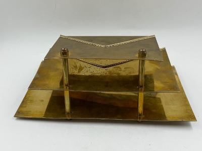 Maria Pergay Art Deco Cards Stand H: 5" W: 8" D: 3" France: We have an in-house shipping department to ensure your post-purchase processing is as easy as possible. We encourage you to call us 561-2129413 or contact carstensgalleries@yahoo.com if you have any f