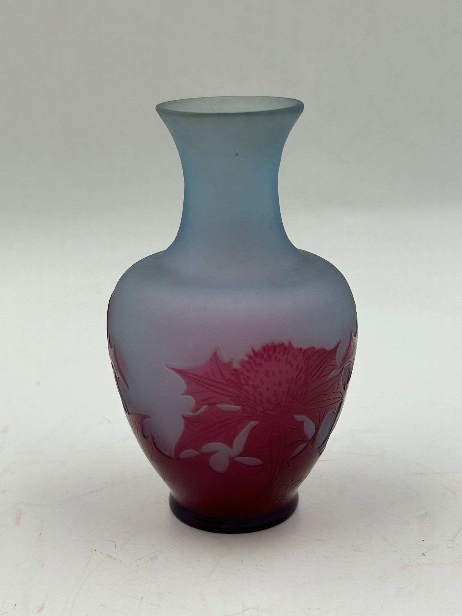 D'Argental Cameo Glass Vase H: 4.3" Diam: 2.3" France (1 of 4)