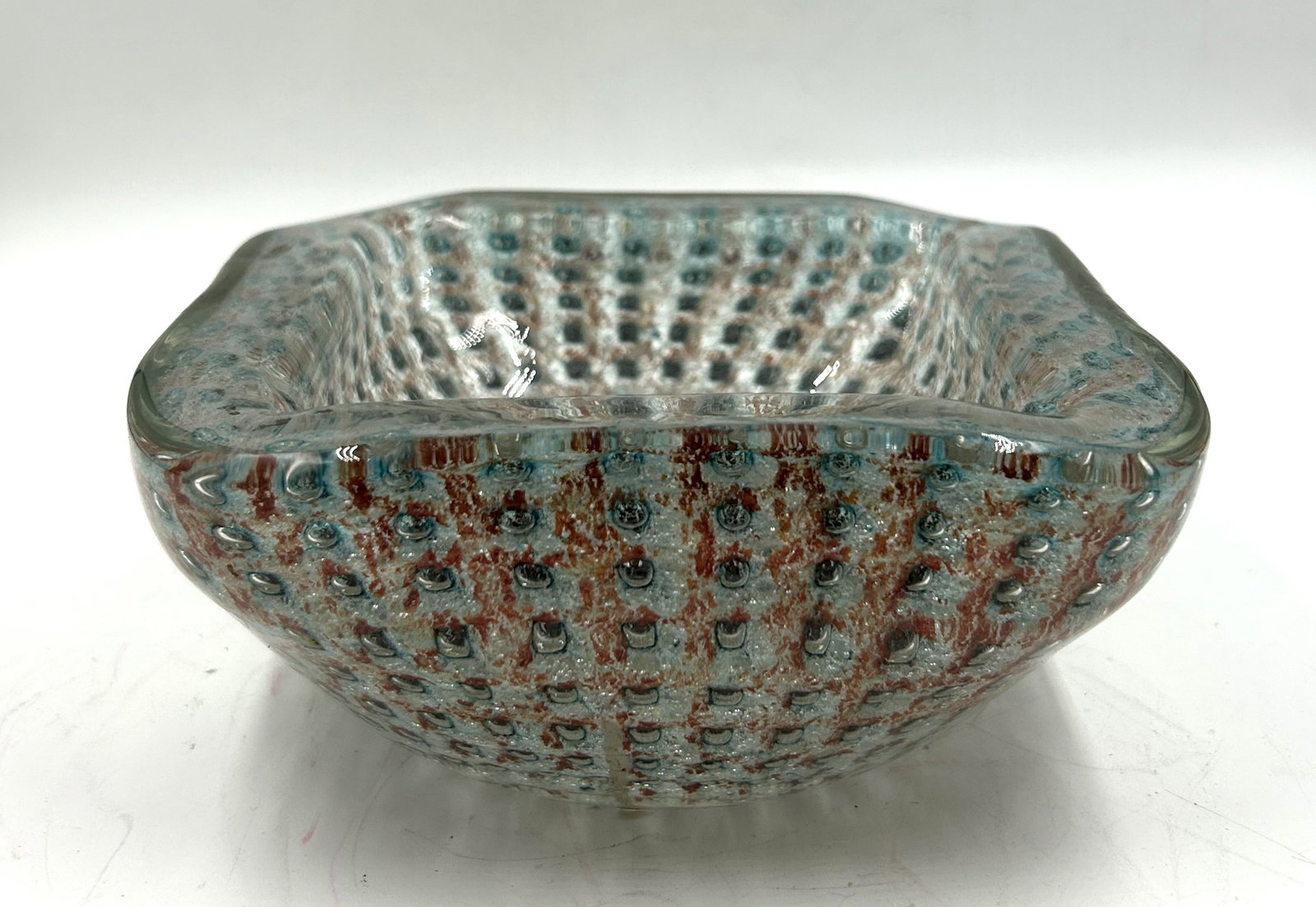 Maurice Marinot Art Deco Glass Ring Tray H: 2" W: 6" D: 6" France: We have an in-house shipping department to ensure your post-purchase processing is as easy as possible. We encourage you to call us 561-2129413 or contact carstensgalleries@yahoo.com if you have any f