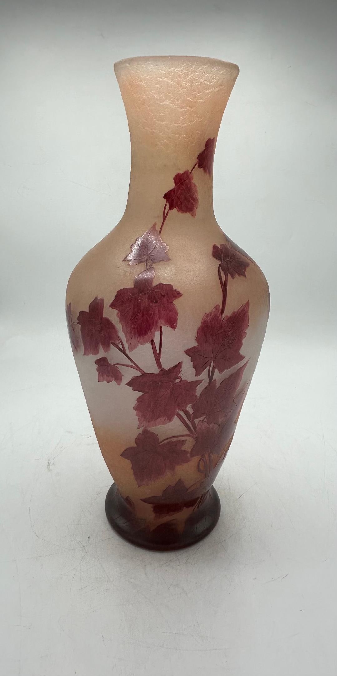 Legras Cameo Glass Art Nouveau Large Vase H: 17.3" Diam: 6.3" France (1 of 6)