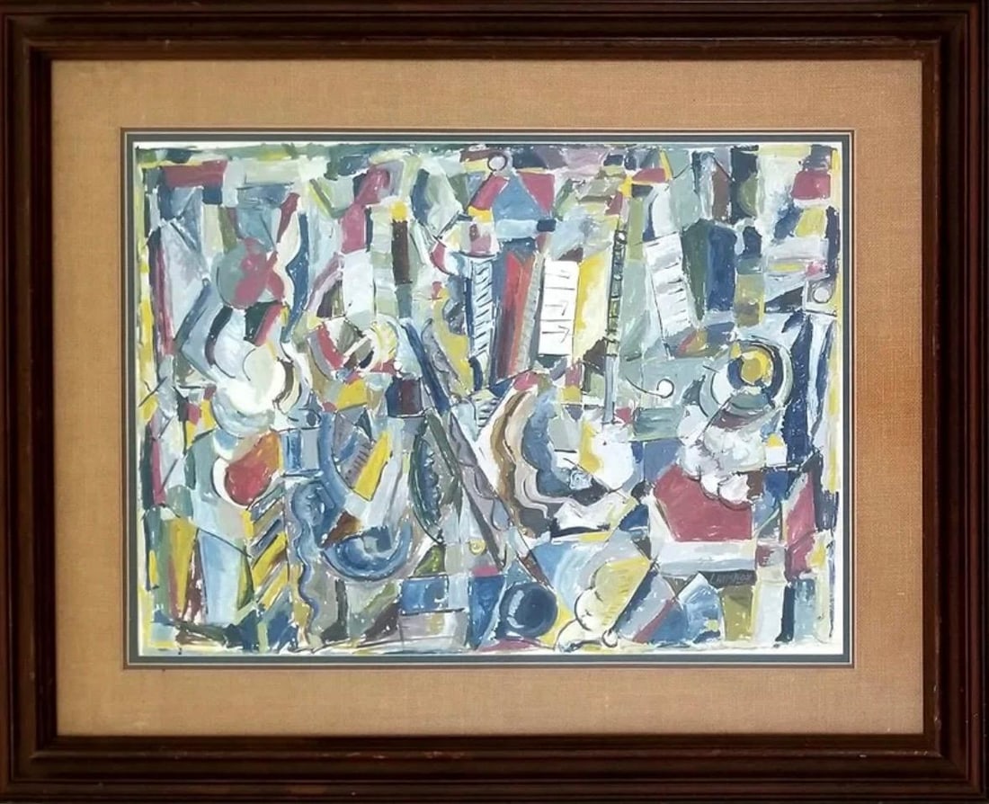 Andre Lanskoy (Attributed) Mixed Media on Paper Art: 30" x 22" Fr: 44" x 31" (1 of 3)