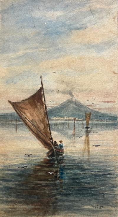 Louis Comfort Tiffany (Attributed) Watercolor on Paper on Panel Art: 13" x 7": We have an in-house shipping department to ensure your post-purchase processing is as easy as possible. We encourage you to call us 561-2129413 or contact carstensgalleries@yahoo.com if you have any f