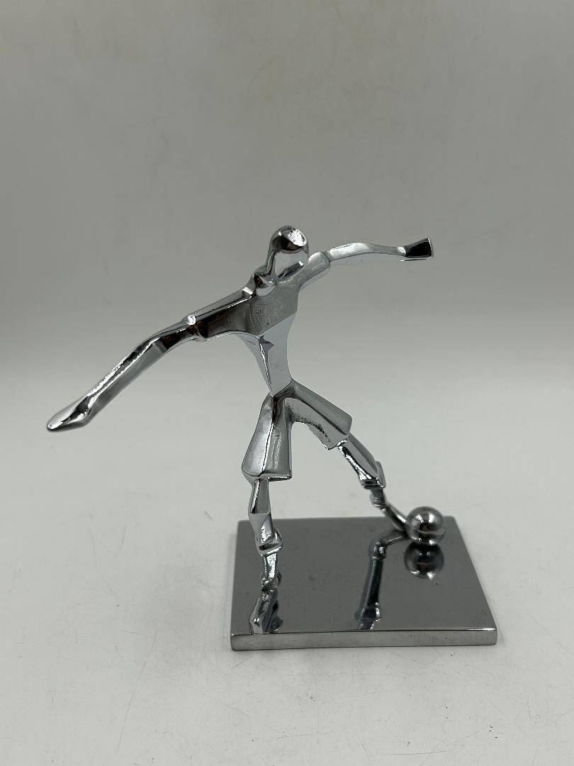 Atelier Hagenauer Art Deco Silverplated Bronze Soccer Player H: 5" W: 5" (1 of 5)