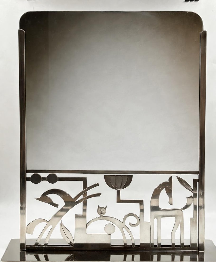 Atelier Hagenauer Art Deco Silverplated Magnificent Mirror H: 13.5" W: 11" D: 3.5" (1 of 5)