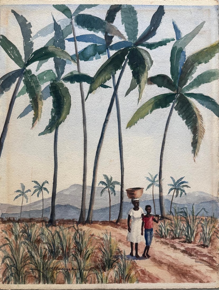 Abraham Christopher G. Suriarachi Amarasekara (Attr)Watercolor on Paper: We have an in-house shipping department to ensure your post-purchase processing is as easy as possible. We encourage you to call us 561-2129413 or contact carstensgalleries@yahoo.com if you have any f