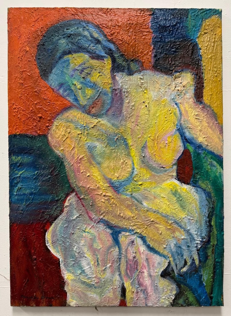 William Theophilus Brown (Attributed) Oil on Canvas Art: 28" x 20": Shipping in - House Available No COA - William Theophilus Brown (April 7, 1919 ? February 8, 2012) was an American artist. He became prominent as a member of the Bay Area Figurative Movement.