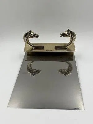 Hermes Paris Art Deco Silverplated Paper Holder w/ Horses 8" x 5" France: We have an in-house shipping department to ensure your post-purchase processing is as easy as possible. We encourage you to call us 561-2129413 or contact carstensgalleries@yahoo.com if you have any f