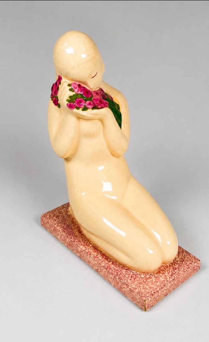 Art Deco Ceramic Figure of Girl by Charles Harva H: 11.3": We have an in-house shipping department to ensure your post-purchase processing is as easy as possible. We encourage you to call us 561-2129413 or contact carstensgalleries@yahoo.com if you have any f
