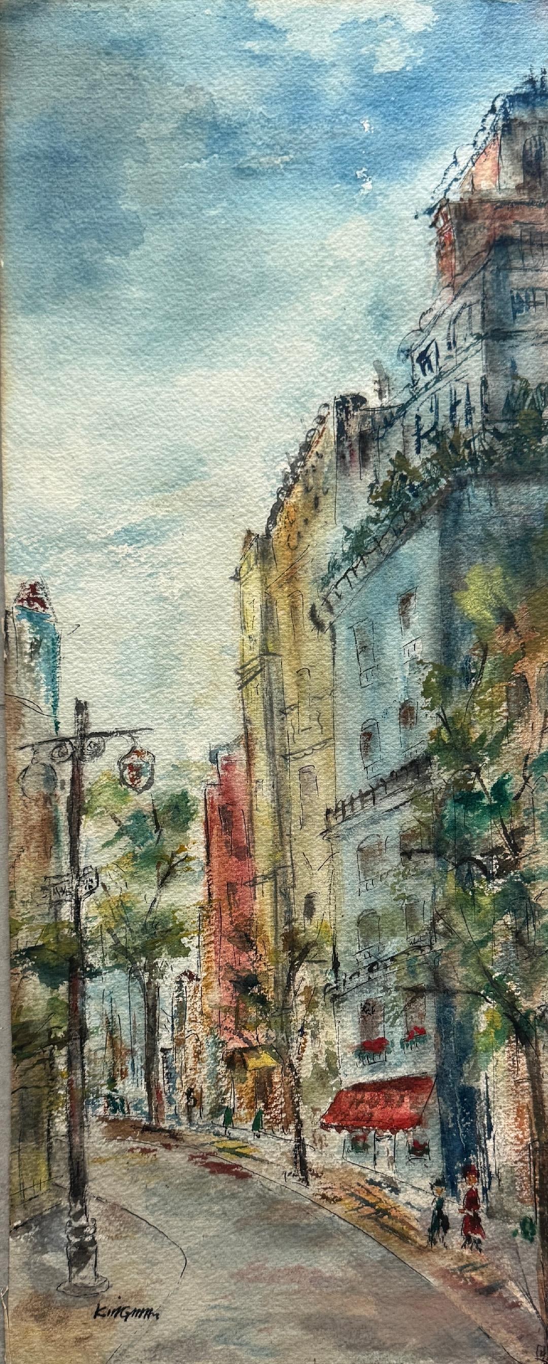 Dong Moy Chu Kingman (Attributed) Watercolor on Paper Art: 20" x 8" (1 of 2)