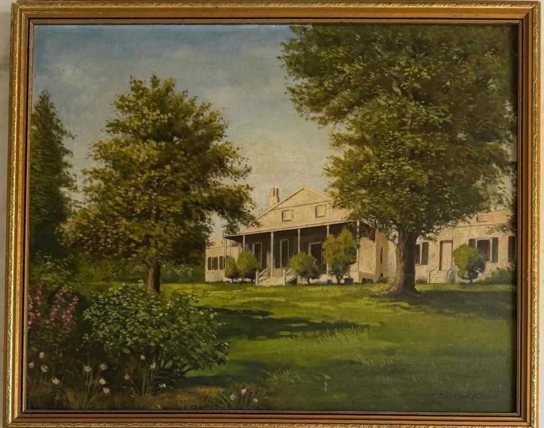 John Reed Campbell (Attributed) Oil on Canvas over Board Art: 16" x 20": Shipping in - House available. No COA - New Orleans artist, John Campbell created Southern landscapes.