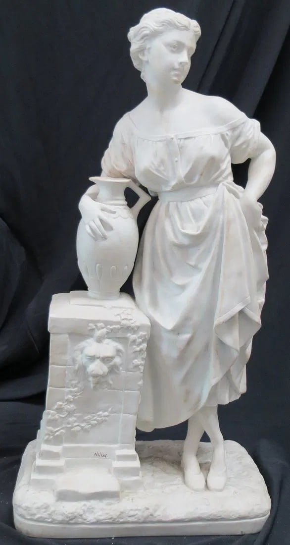Sevres Large Biscuit Figure, Le Baeur.Sevres Mark 19"x 5"x 10" France: Shipping in - House available - The Manufacture Nationale de Sevres is one of the principal European porcelain factories. It is located in Sevres, Hauts-de-Seine, France. It is the continuation of