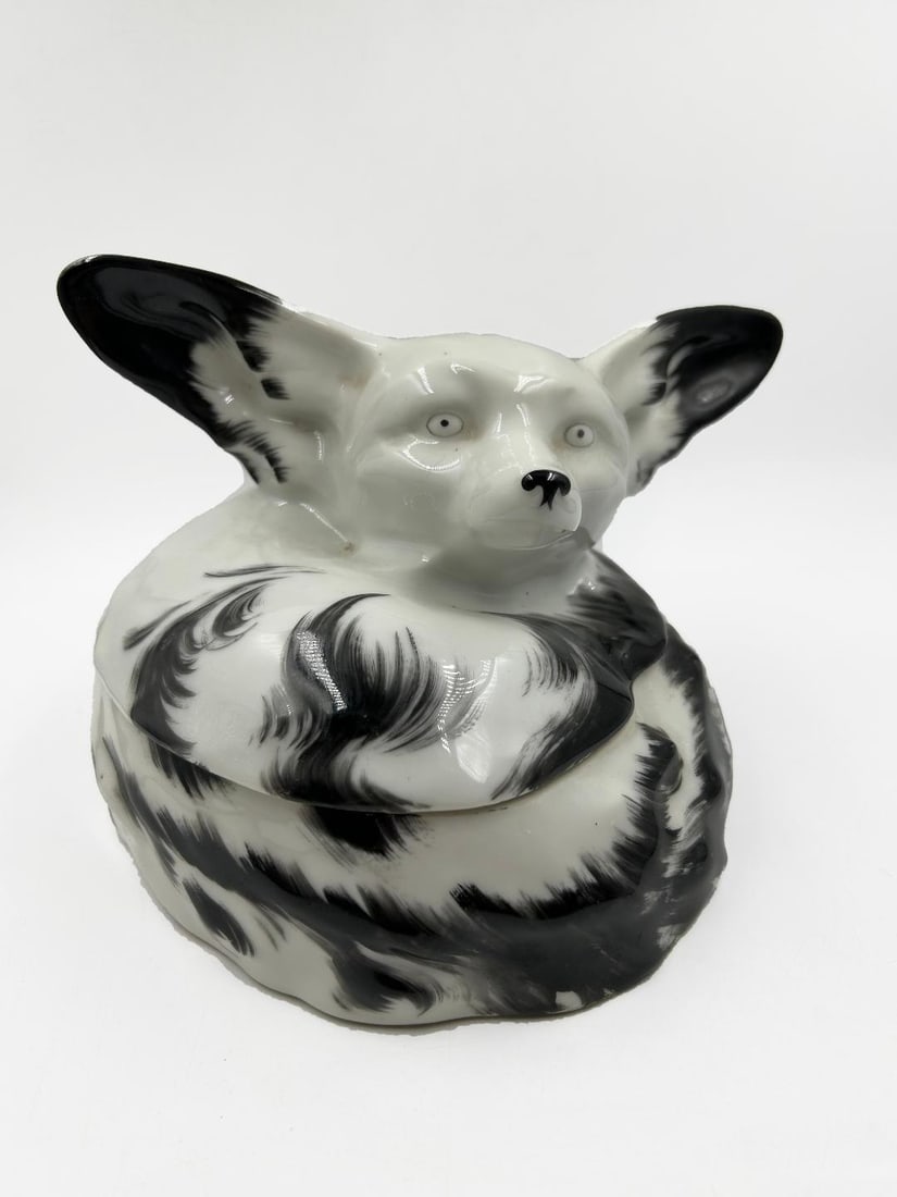 Sandoz Porcelain Figural Box "Fox" 6" x 7" Haviland - Limoges: Shipping in - House available