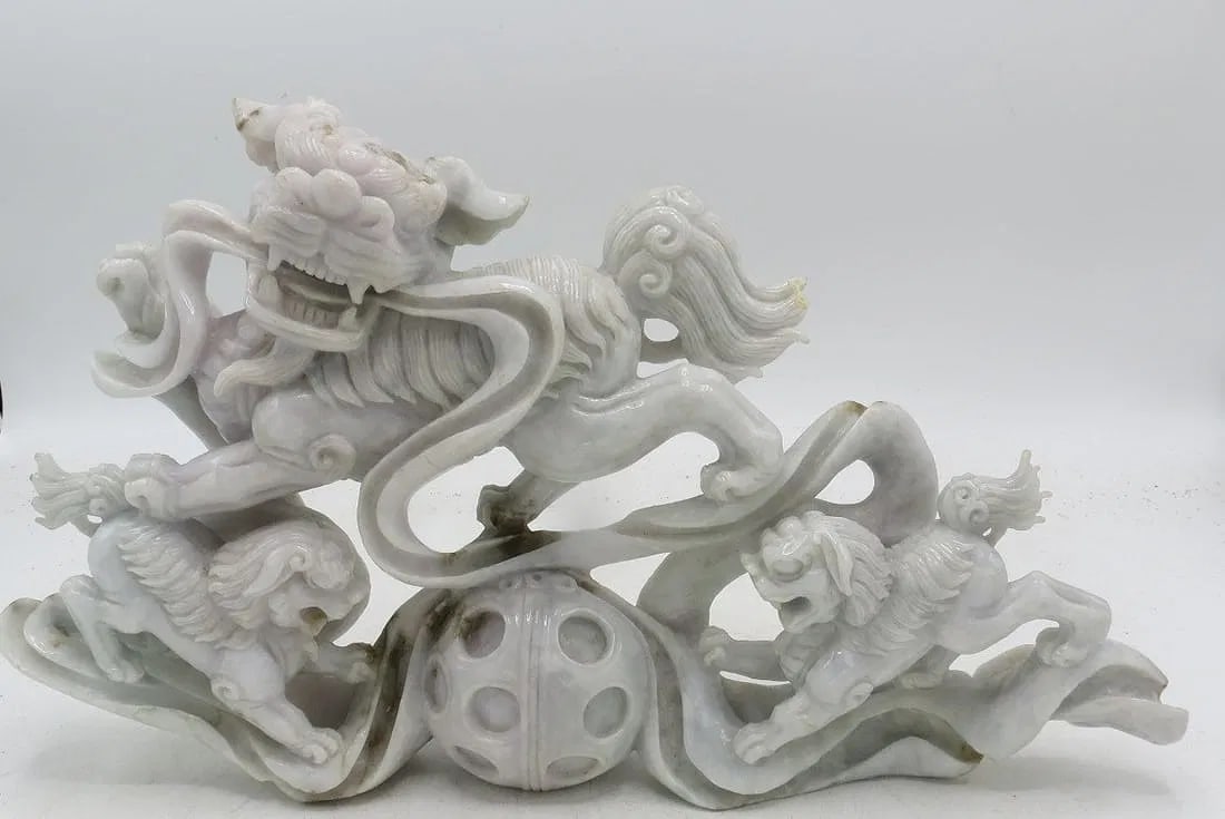 Magnificent Chinese Jadeite Sculpture of Dragon H: 9" W: 15" D: 3": Shipping in - House available