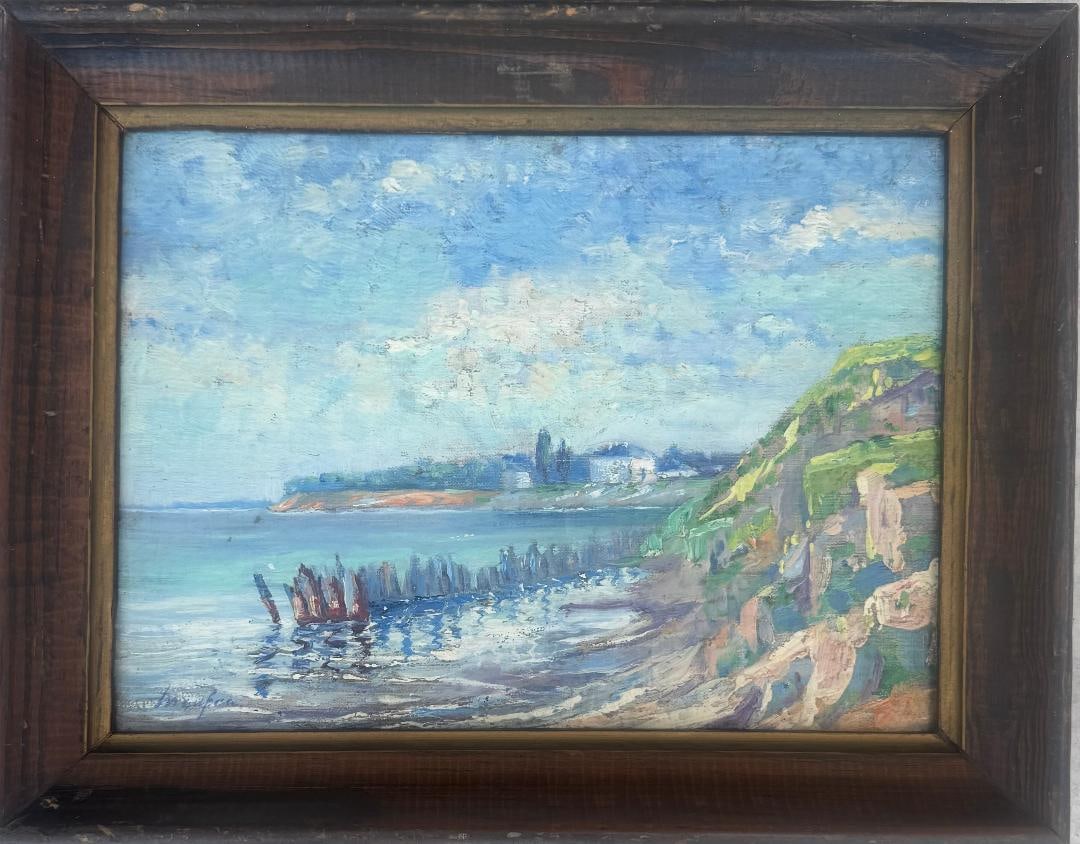 Maxime Camille Maufra (Attributed) Oil on Canvas over Board Art: 8.5" x 11.5": Shipping in - House available -Frame: 11" x 13" No COA - Maxime Maufra was a French landscape and marine painter, etcher and lithographer