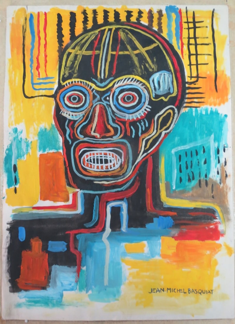 In the Manner of Jean Michel Basquiat Pencil on Paper Art: 14" x 10" (1 of 5)