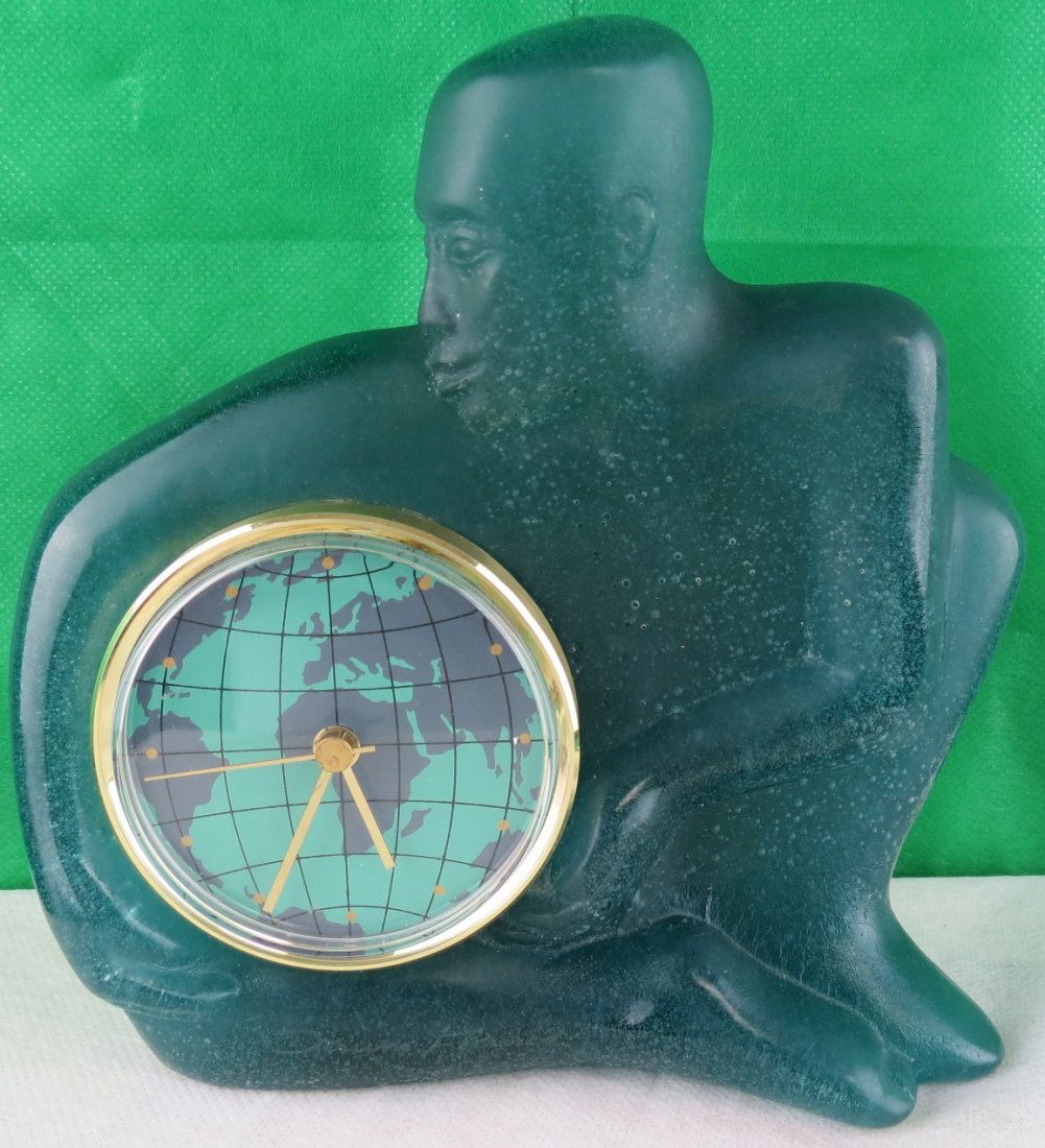 Daum Nancy Clock - Pate de Verre - France 1980: H: 7" W: 7" Est Shipping = $ 35 To U.S