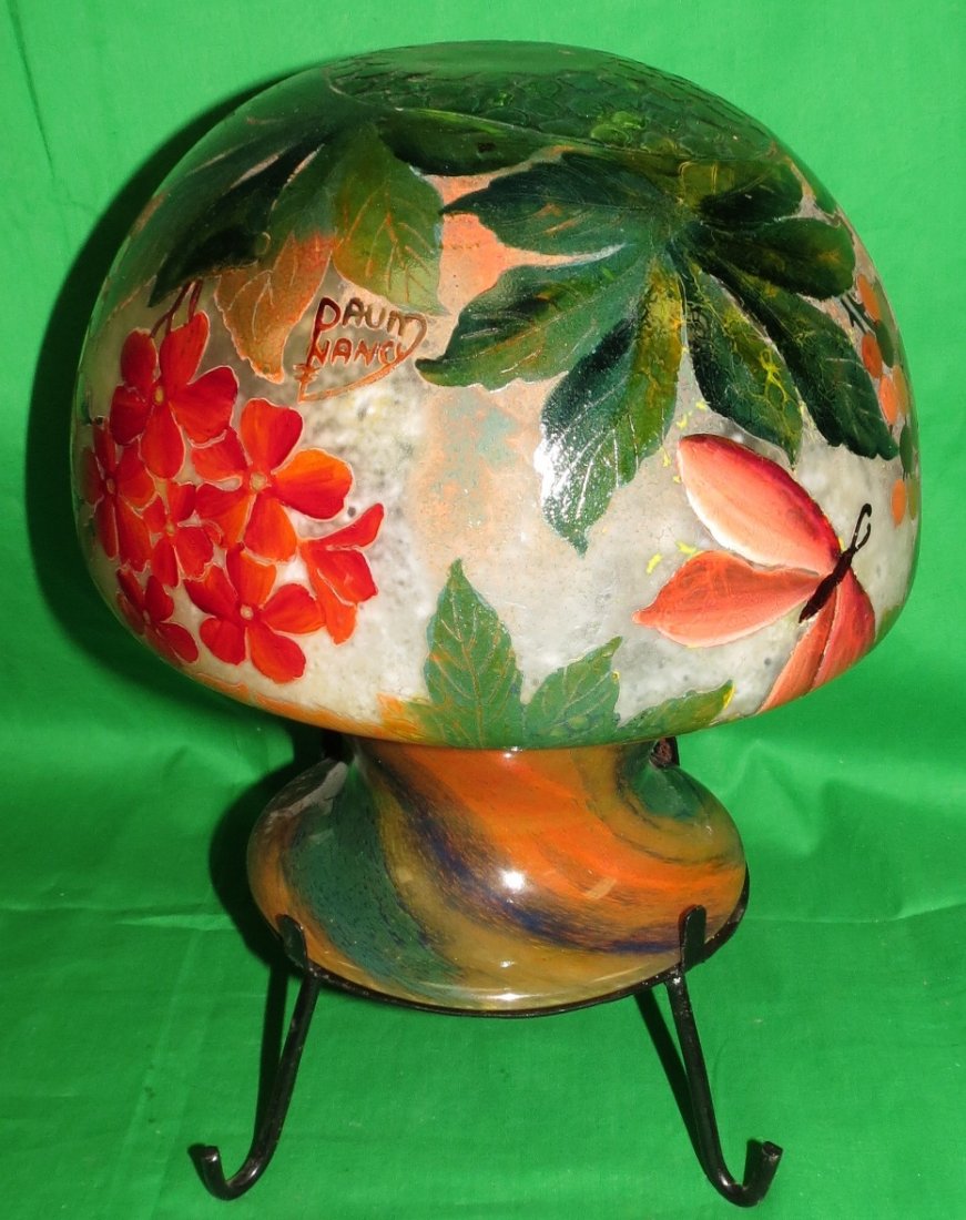 Daum Nancy, Cameo Glass Lamp ,France.: H-14" Diameter 9" Est. shipping to USA = $ 65 .