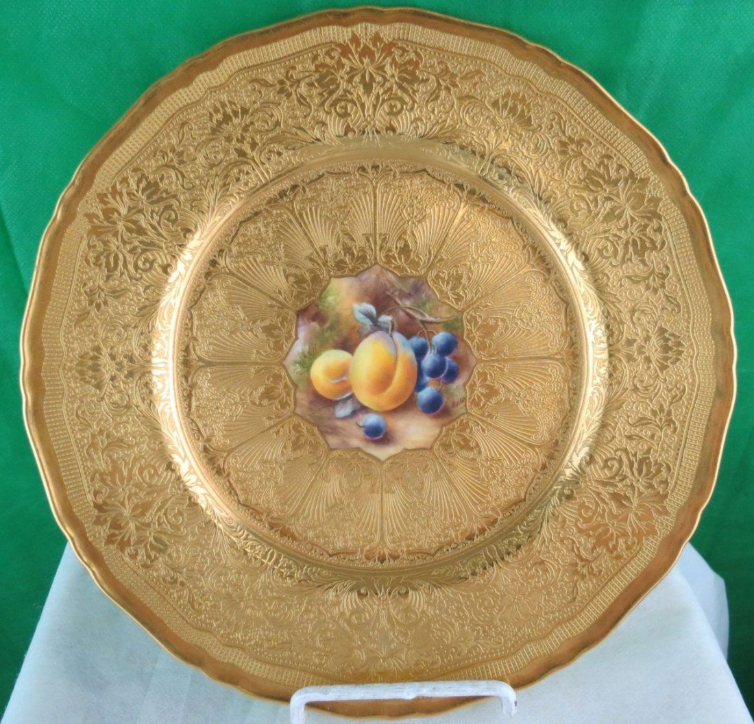 Gold Rimmed Royal Worcester Plate ,Fruit Subject
