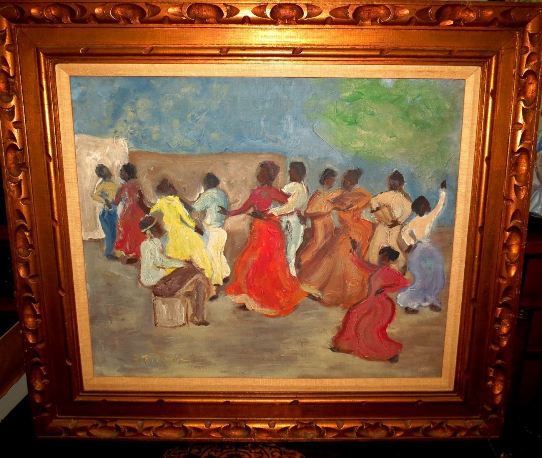 Pedro Figari "Candombe" Uruguay 1926 No COA: Art: 24" x 20" Frame: 32" x 28" Est Shipping to USA $ 120