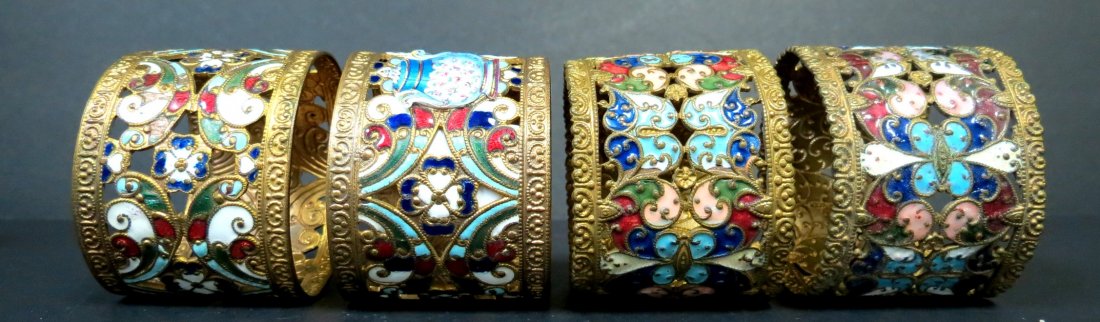 Champleve - Enamel Napkin Holders Set of 4 2": Est Shipping to USA $ 14